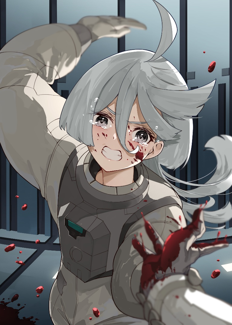 Result /files/18526_2girls_ahoge_angry_bangs_blood.png