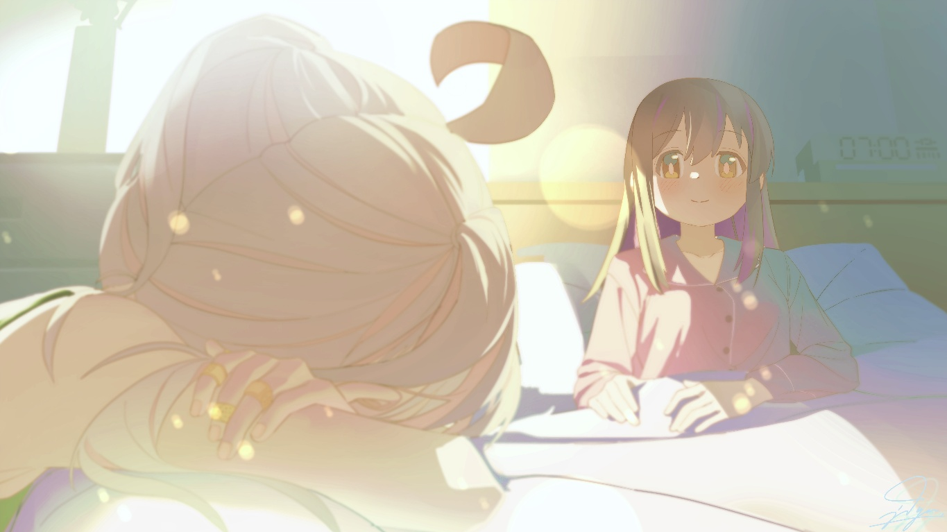 Result /files/12964_2girls_ahoge_backlighting_bandaid_bandaid_on_hand.png