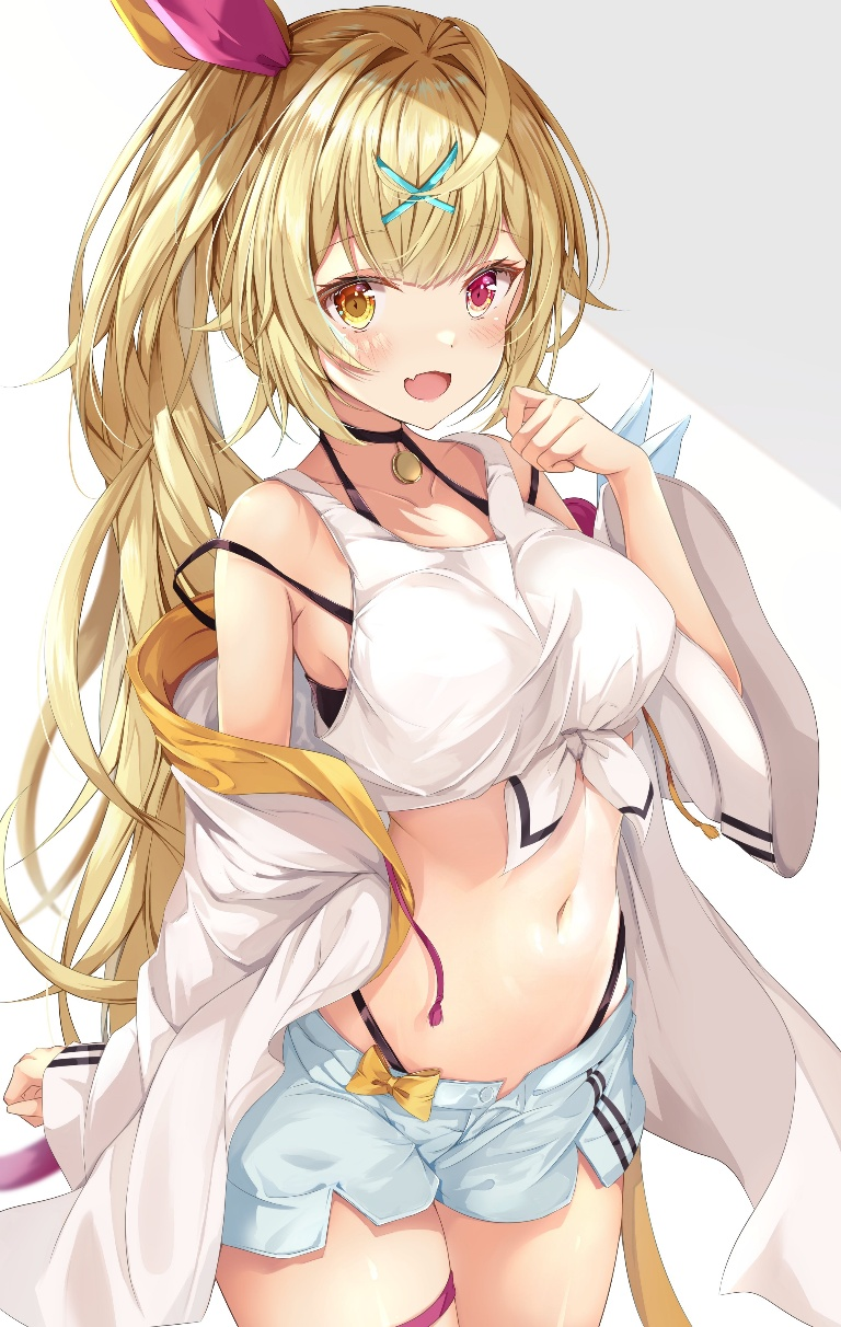 Result /files/18650_1girl_black_choker_blonde_hair_blue_shorts_breasts.png