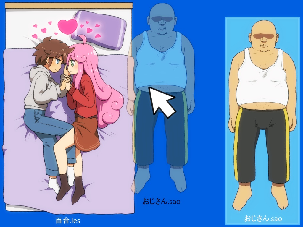 Result /files/00026_1boy_2girls_ahoge_bald_bed.png