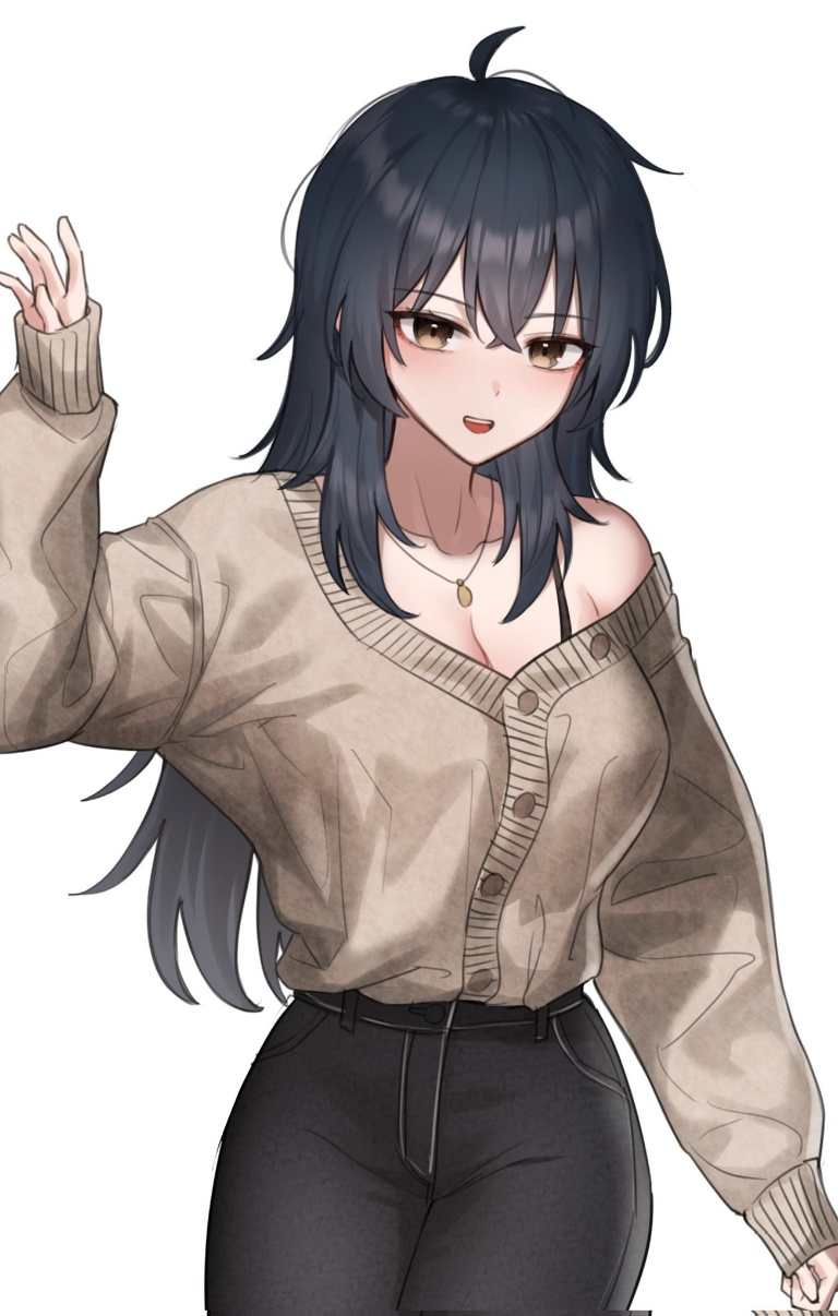 Result /files/02294_1girl_ahoge_arm_up_bare_shoulders_black_hair.png