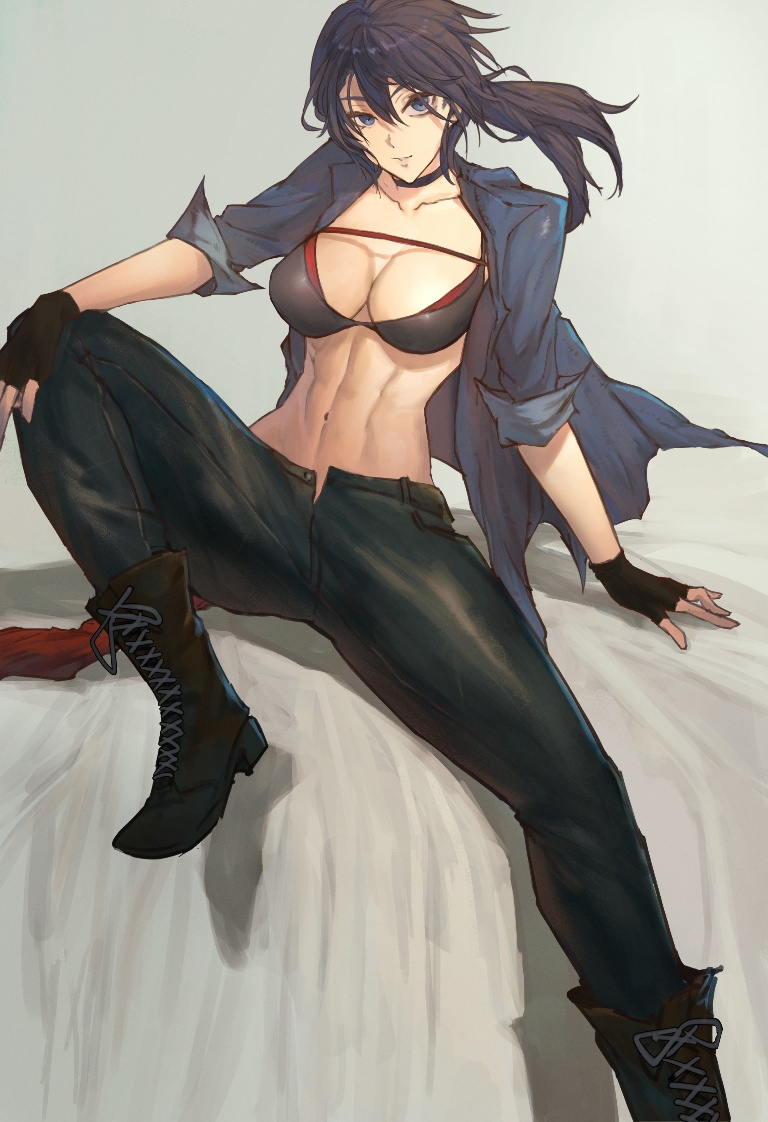 Result /files/16901_1girl_abs_black_hair_blue_eyes_boots.png