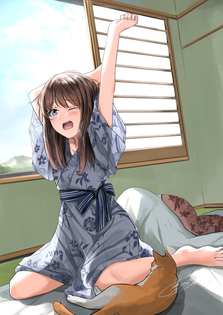 Result /files/10677_1girl_arm_behind_head_blanket_blue_sky_blush.png