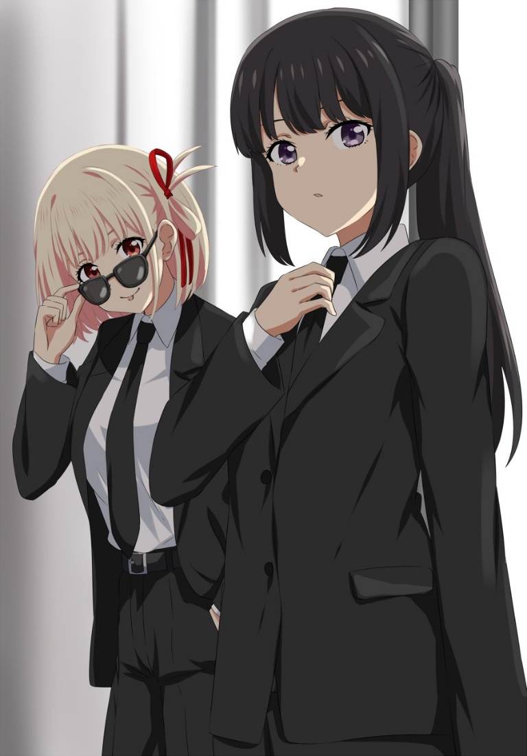 Result /files/17663_2girls_adjusting_clothes_adjusting_necktie_black-framed_eyewear_black_hair.png