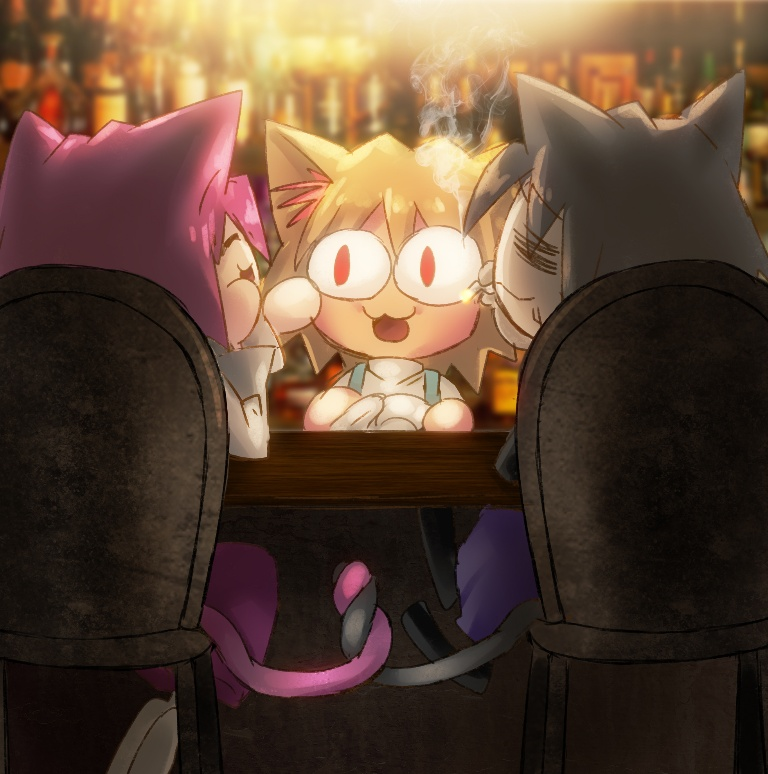 Result /files/13943_1boy_2girls_animal_ears_bar_(place)_bartender.png