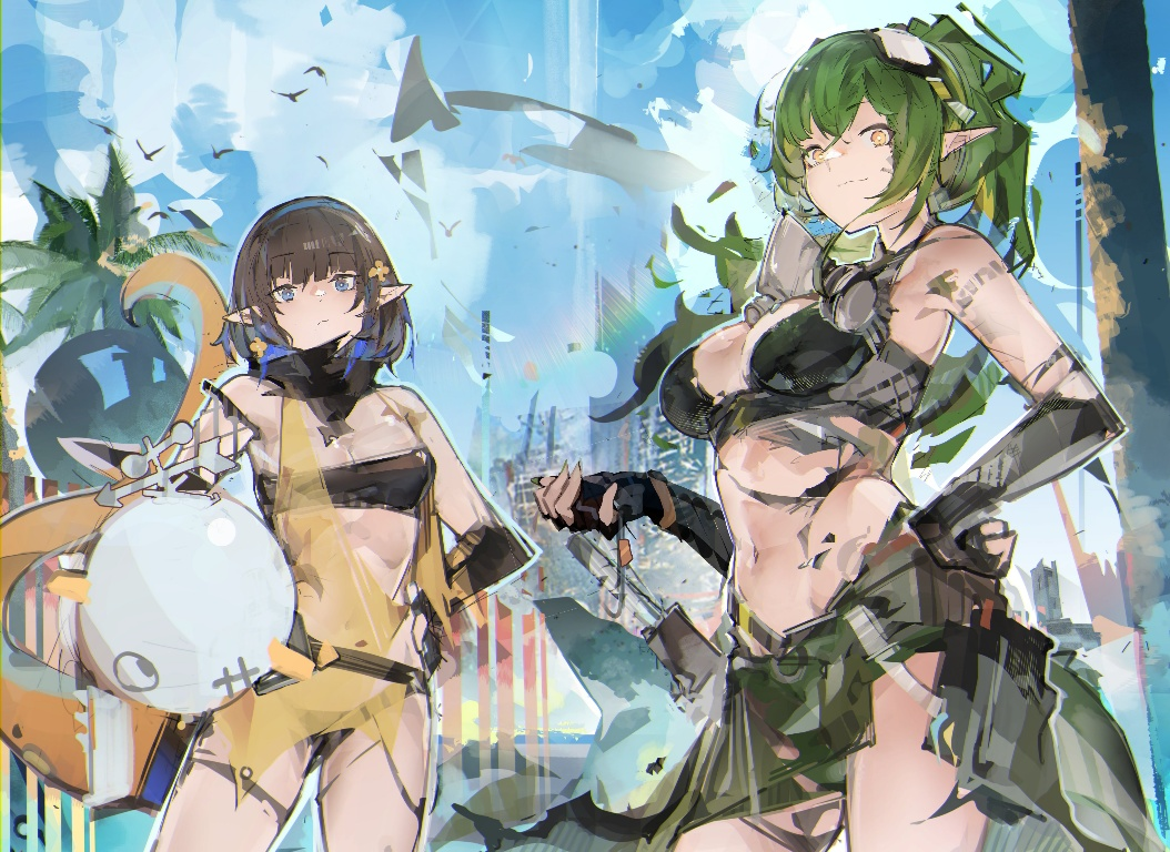 Result /files/11034_2girls_arknights_bare_shoulders_bikini_black_bikini.png