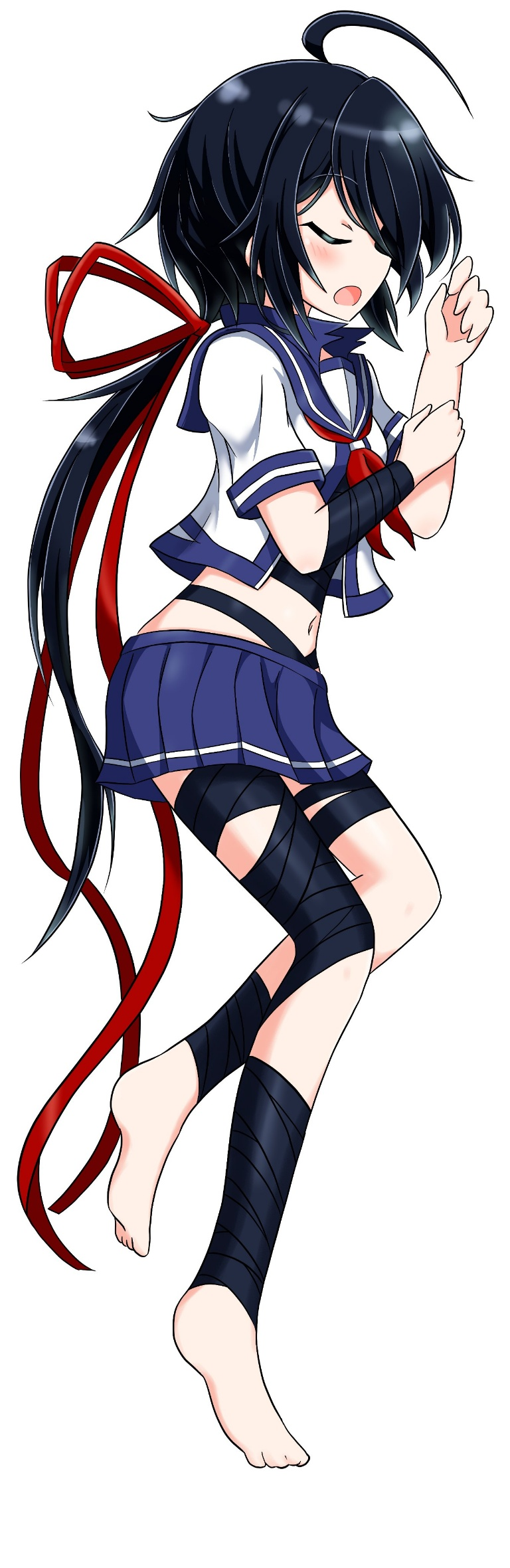 Result /files/04109_1girl_ahoge_bandages_barefoot_black_hair.png