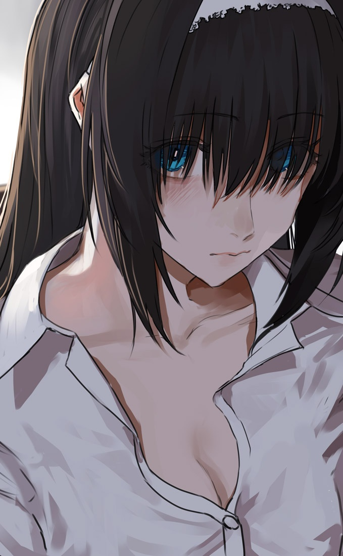 Result /files/02720_1girl_black_hair_blue_eyes_breasts_cleavage.png