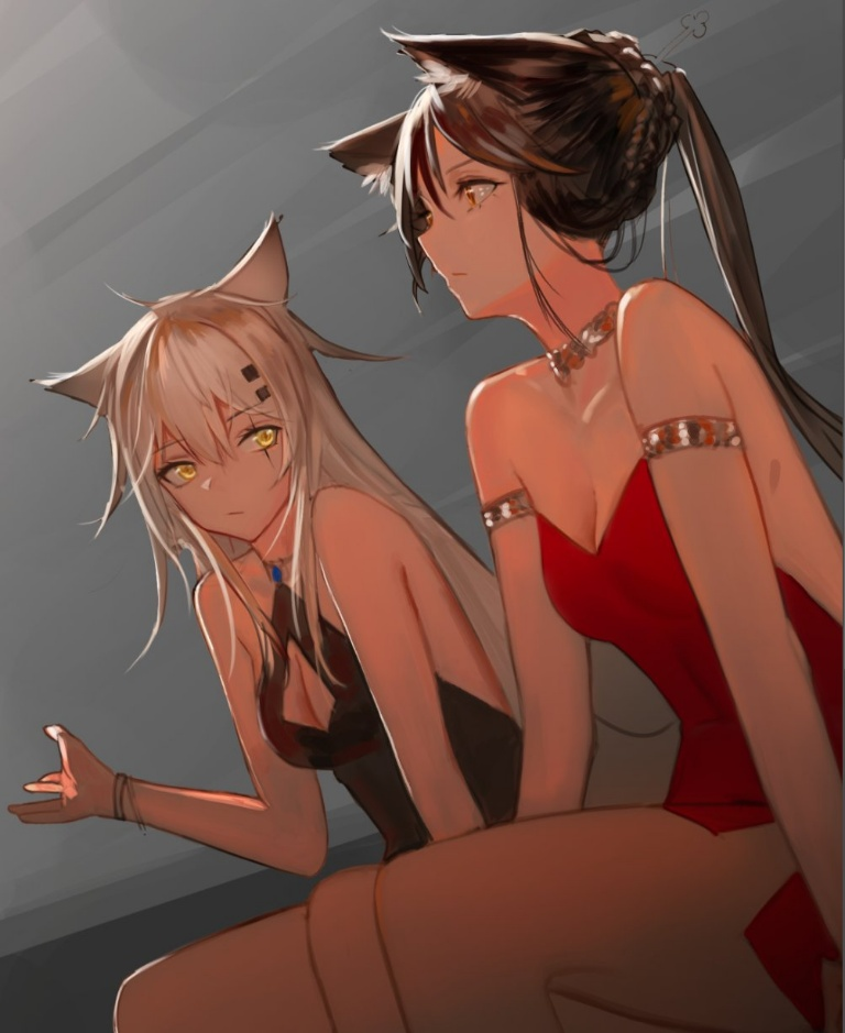 Result /files/03038_2girls_animal_ears_arknights_armlet_bare_legs.png