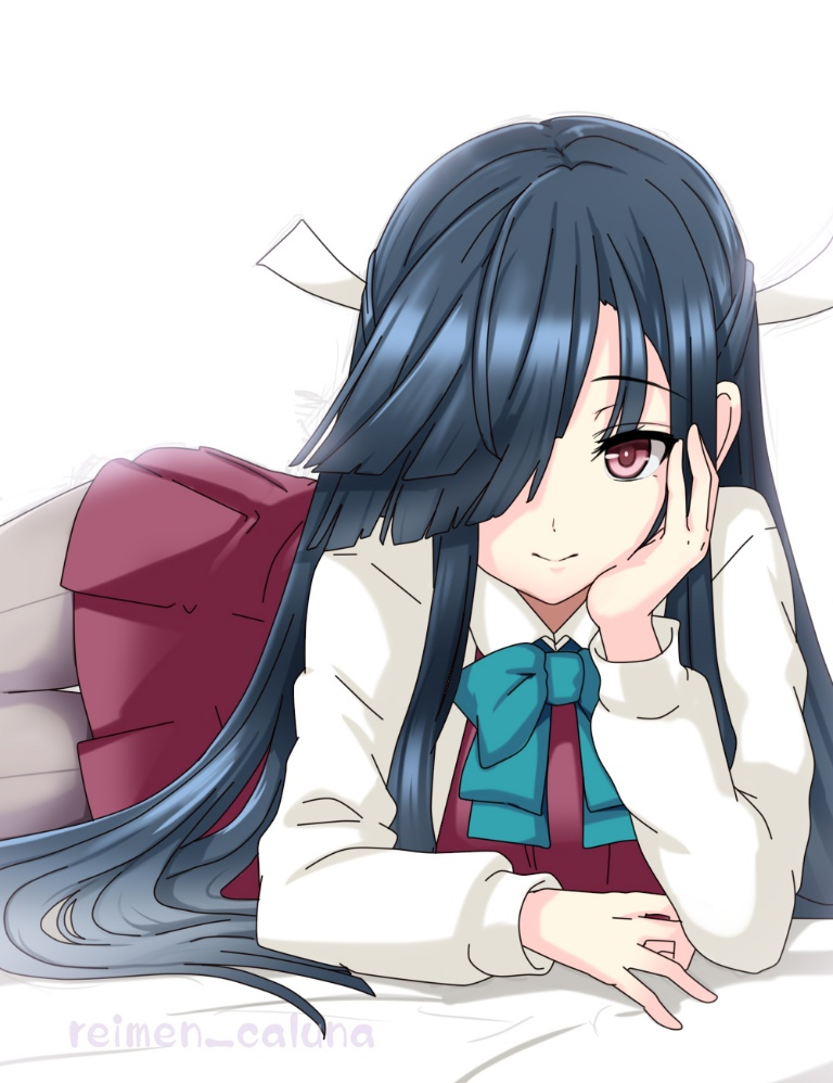 Result /files/17747_1girl_aqua_bow_aqua_bowtie_arm_support_black_hair.png