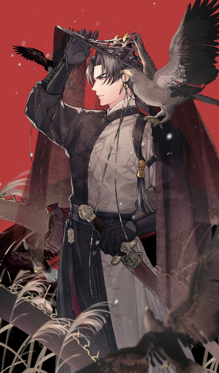 Result /files/17971_1boy_animal_on_shoulder_arknights_arm_up_bird.png