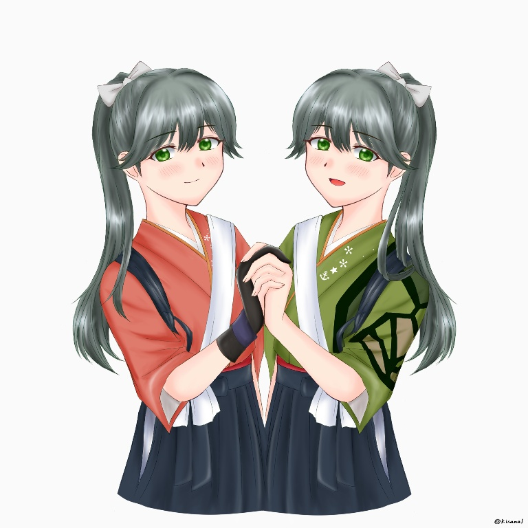 Result /files/11657_2girls_alternate_eye_color_black_hair_black_hakama_bow.png