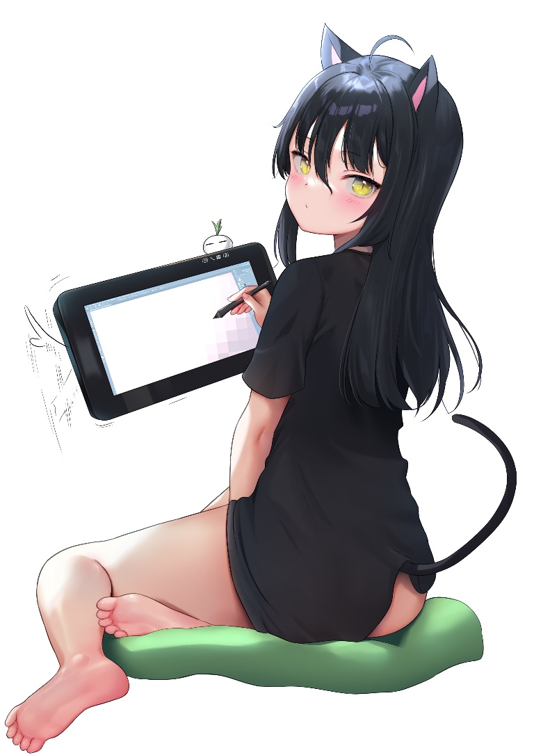 Result /files/17841_1girl_ahoge_animal_ears_barefoot_black_hair.png