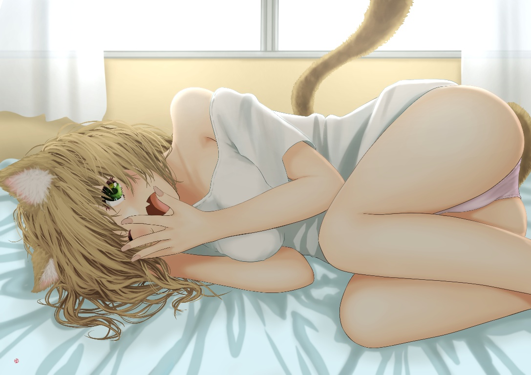 Result /files/17032_1girl_animal_ears_bangs_bed_sheet_blonde_hair.png