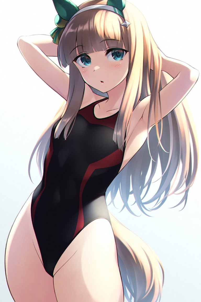 Result /files/12801_1girl_animal_ears_arms_behind_head_bangs_black_one-piece_swimsuit.png