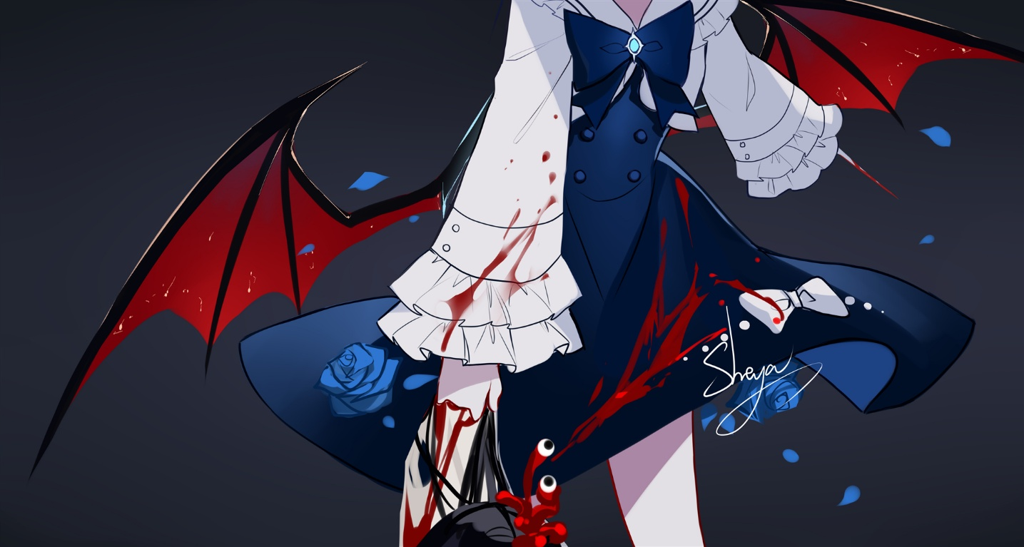 Result /files/12905_1girl_black_background_blood_blood_on_clothes_blue_dress.png