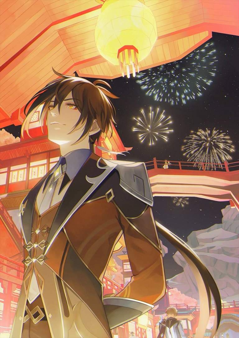 Result /files/12539_1girl_3boys_aerial_fireworks_aether_(genshin_impact)_antenna_hair.png