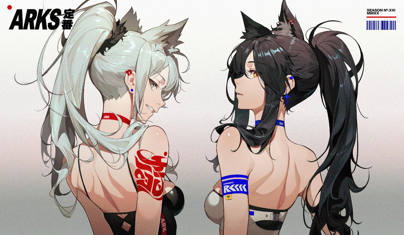 Result /files/15233_2girls_animal_ears_arknights_back_bare_shoulders.png