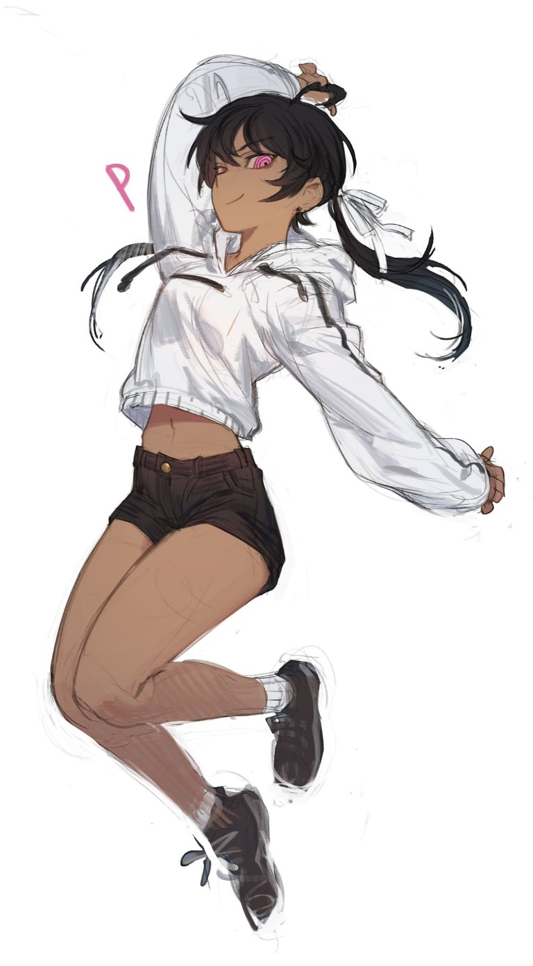 Result /files/16729_1girl_arm_up_black_footwear_black_hair_black_shorts.png